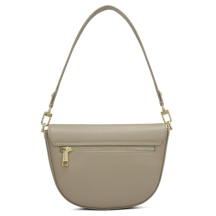 Small Franzy Leather Baguette - Chalk