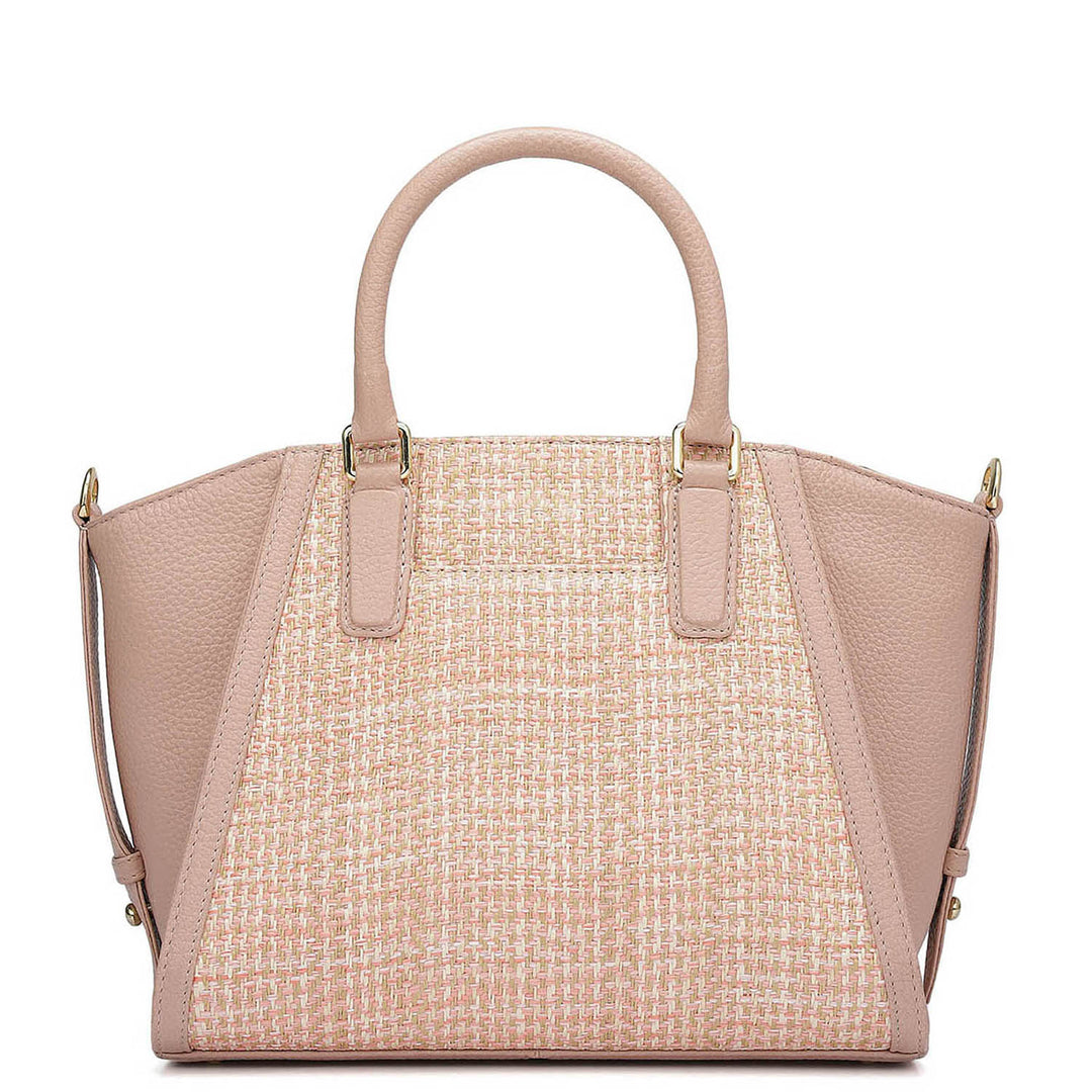 Small Canvas Wax Leather Satchel - Baby Pink