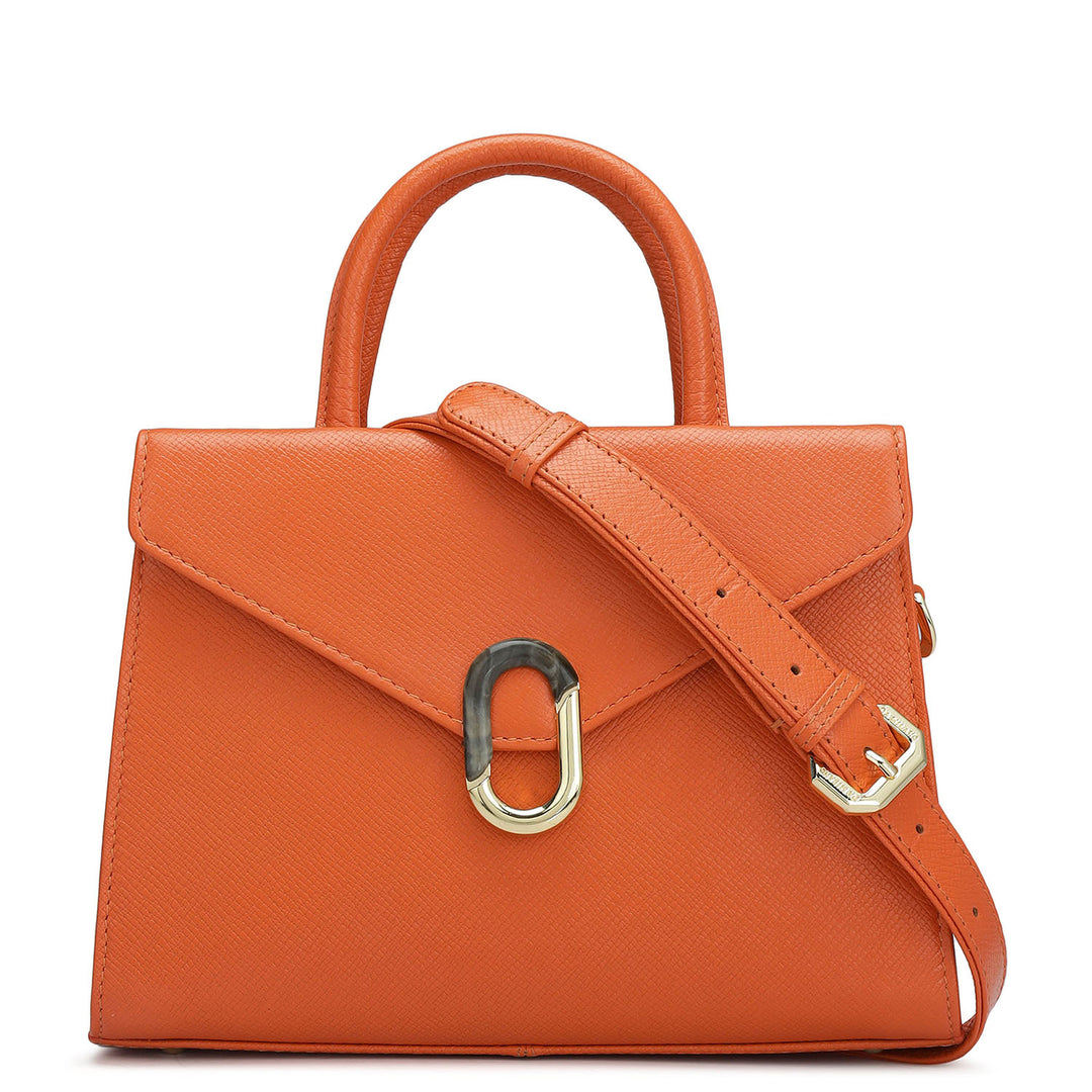 Small Franzy Leather Satchel - Pumpkin