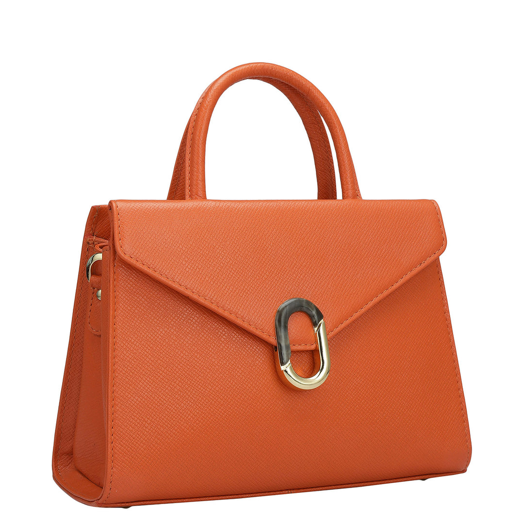 Small Franzy Leather Satchel - Pumpkin