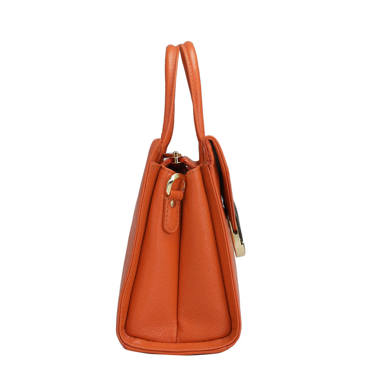 Small Franzy Leather Satchel - Pumpkin