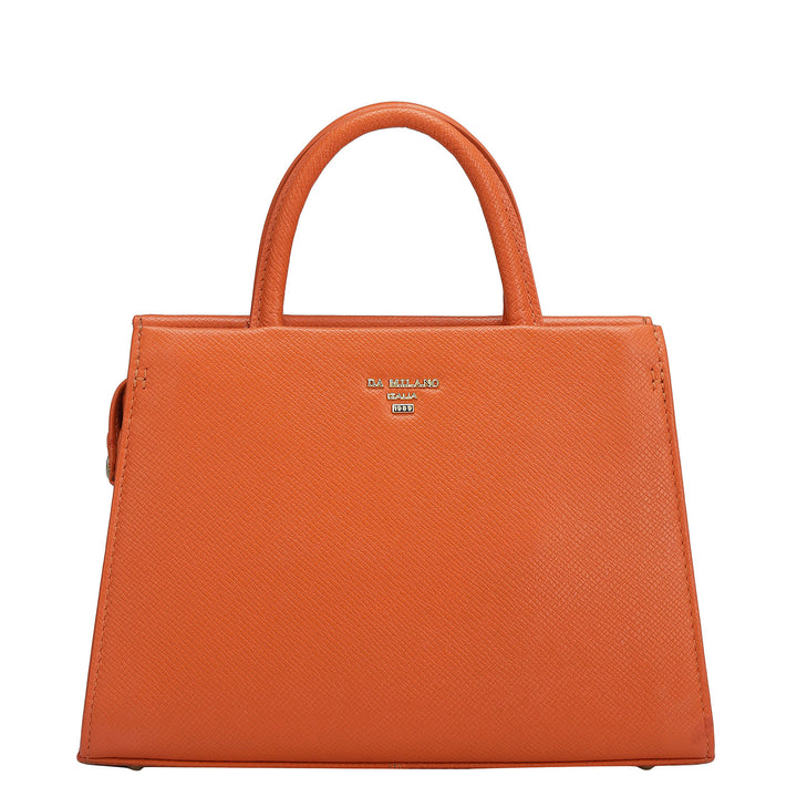 Small Franzy Leather Satchel - Pumpkin