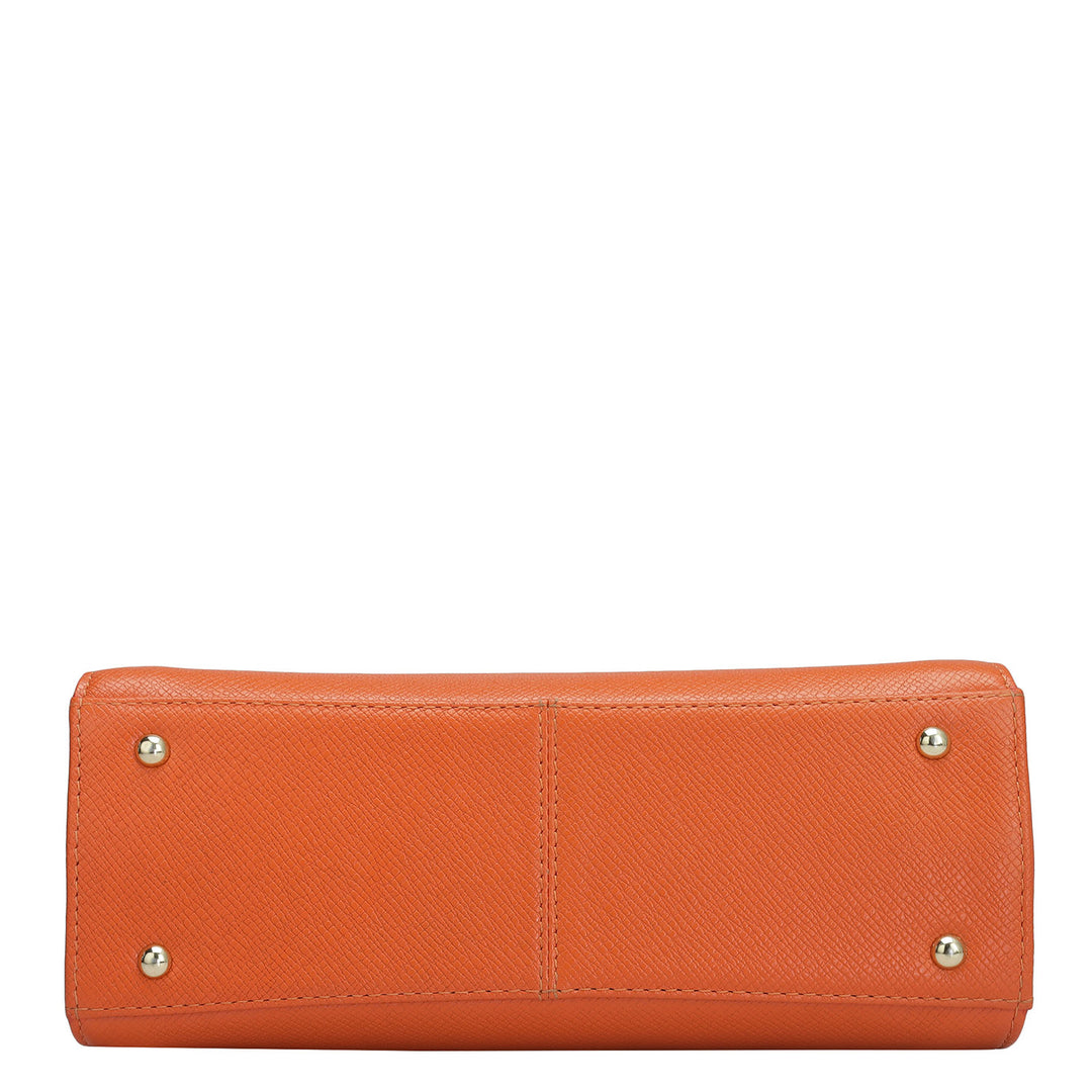 Small Franzy Leather Satchel - Pumpkin