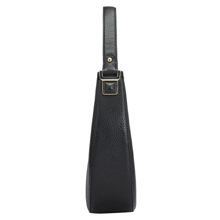Small Wax Leather Hobo - Black