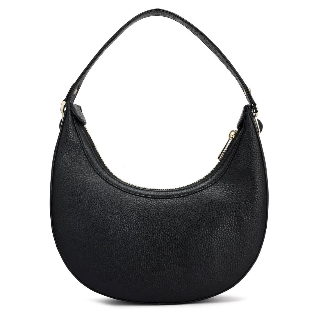 Small Wax Leather Hobo - Black