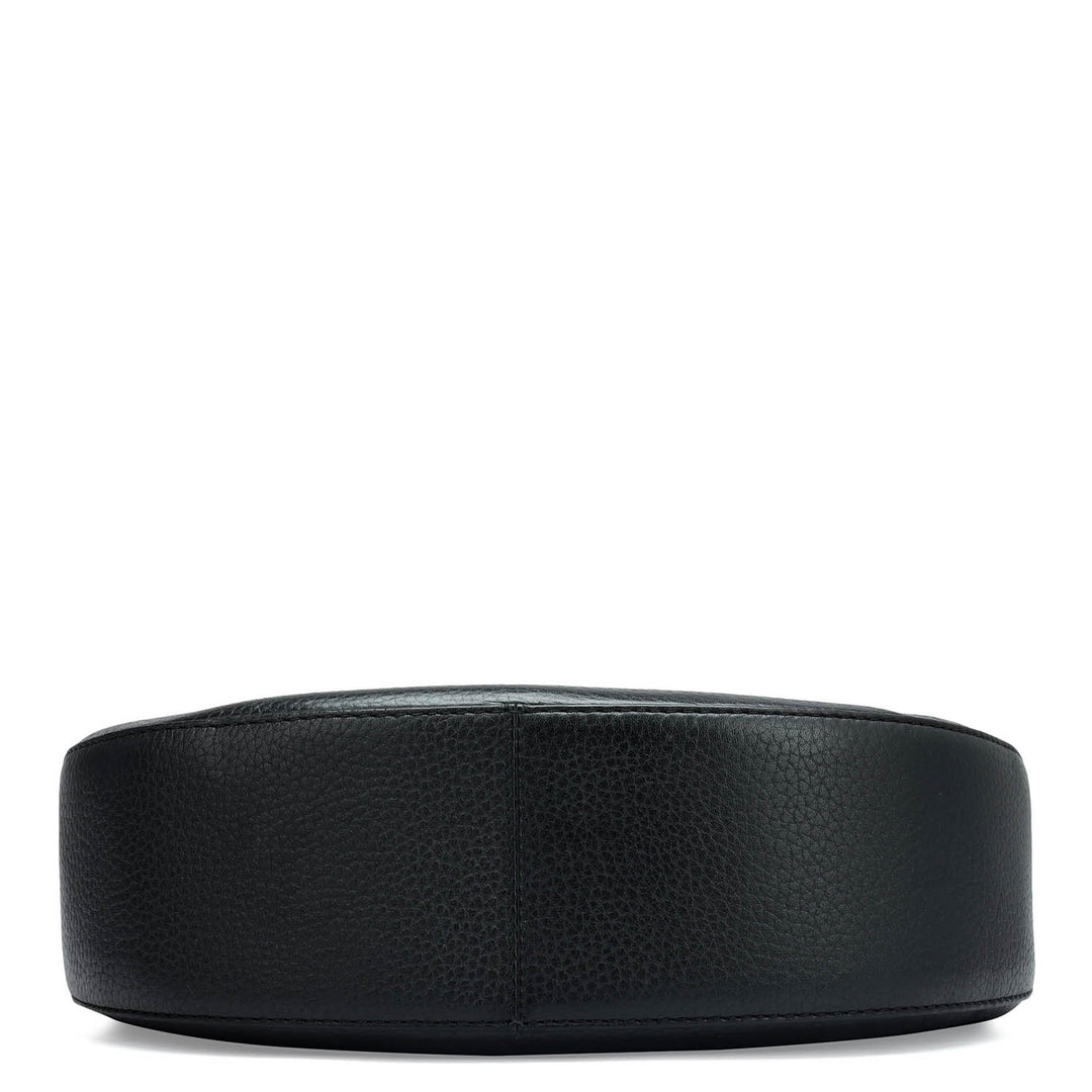 Small Wax Leather Hobo - Black