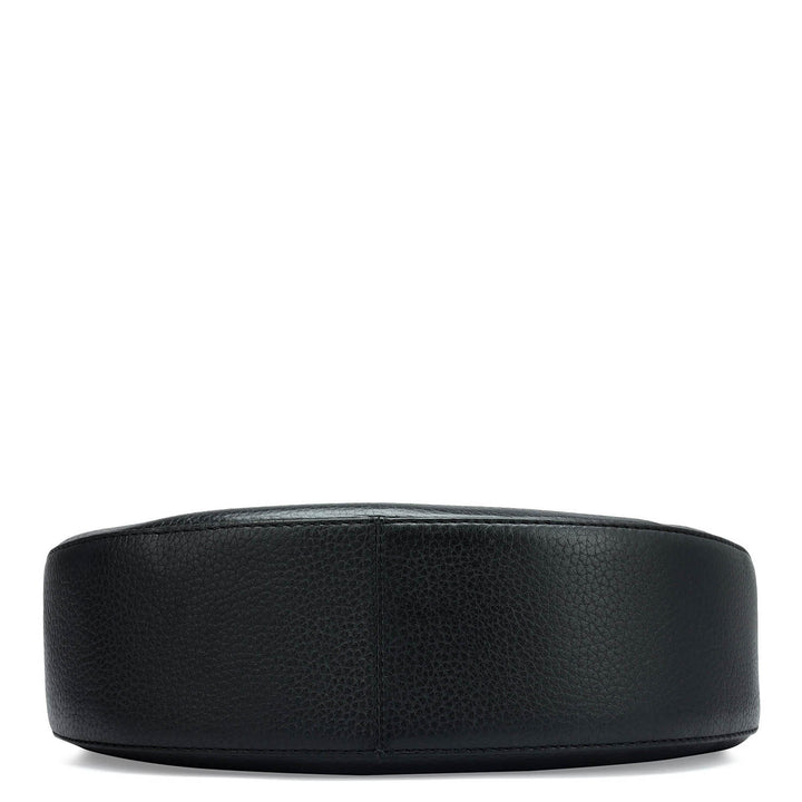 Small Wax Leather Hobo - Black