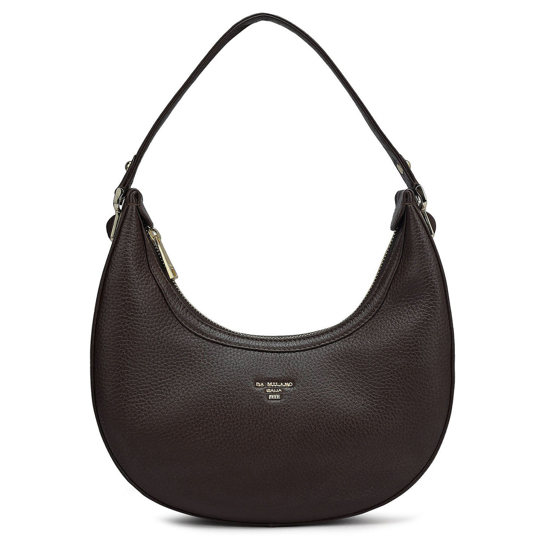 Small Wax Leather Hobo - Chocolate