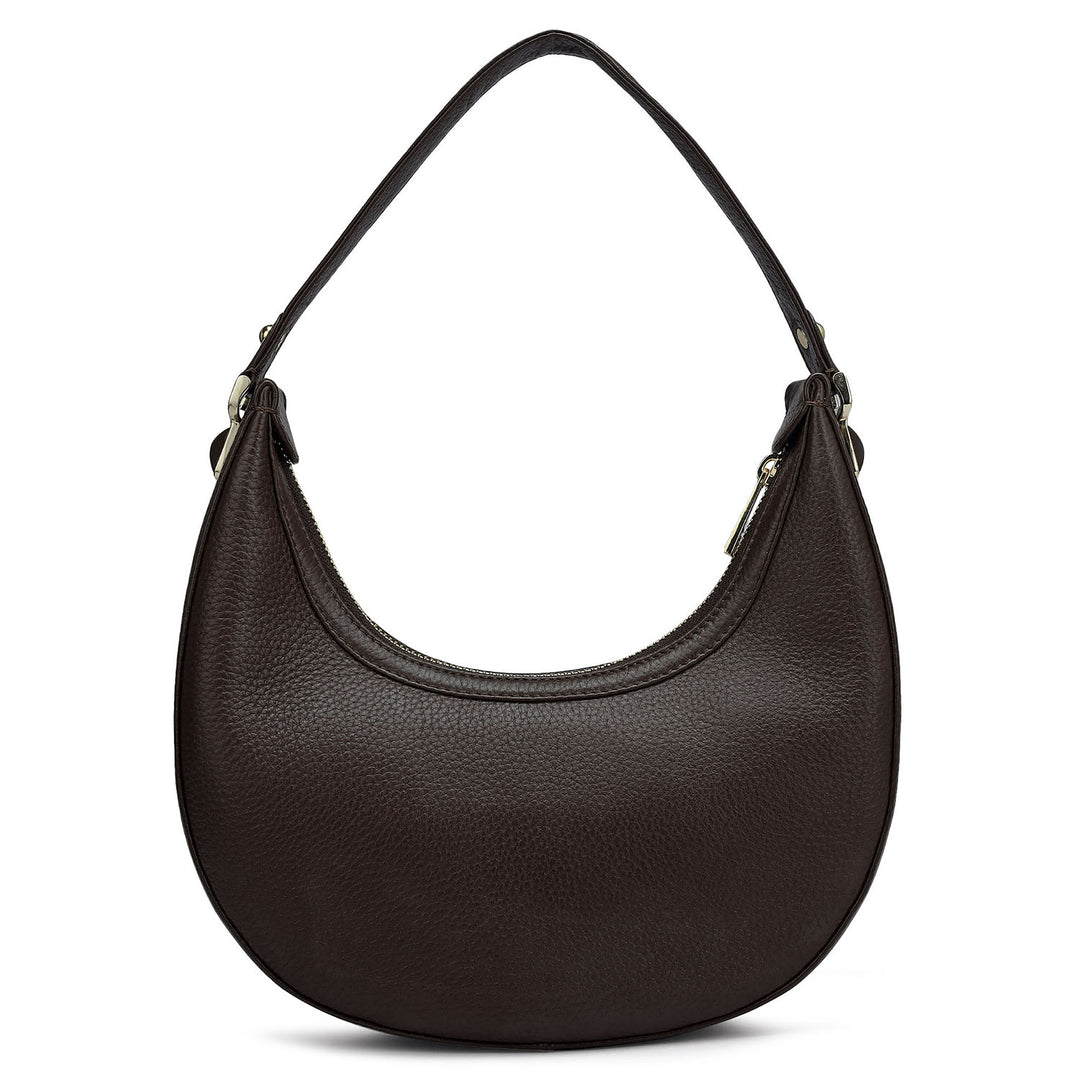 Small Wax Leather Hobo - Chocolate