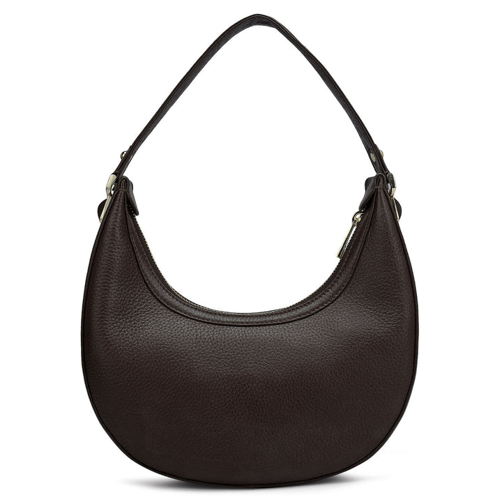 Small Wax Leather Hobo - Chocolate