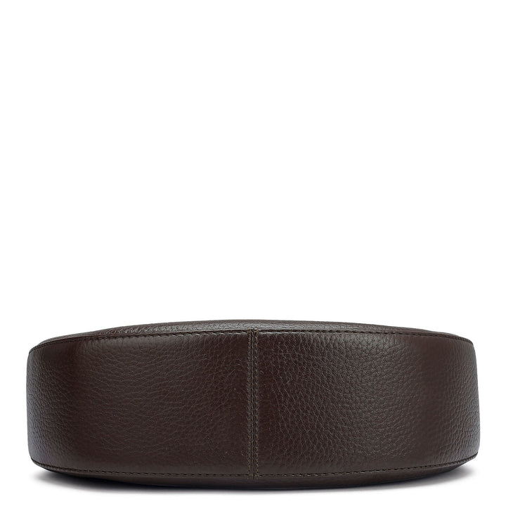 Small Wax Leather Hobo - Chocolate