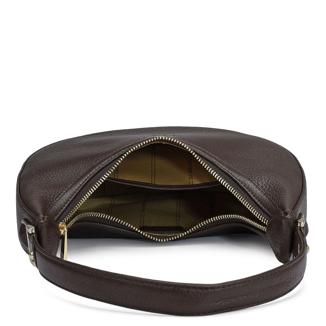 Small Wax Leather Hobo - Chocolate