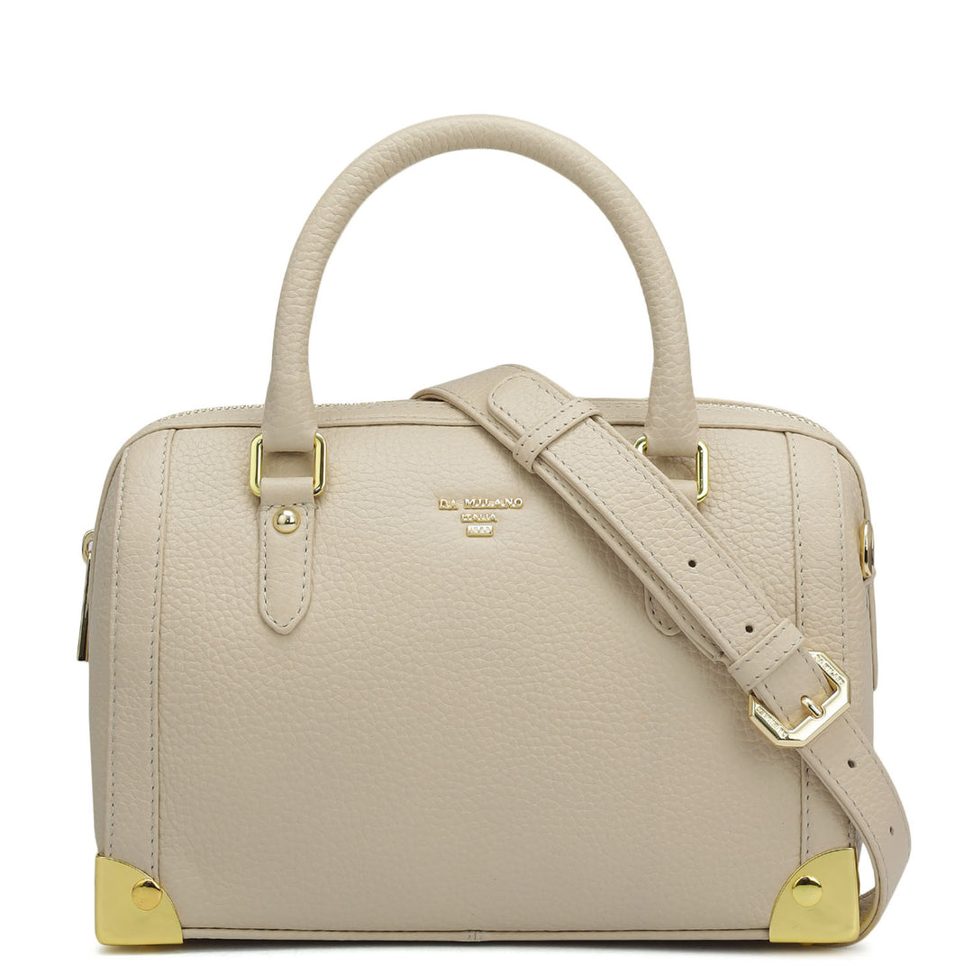 Small Wax Leather Satchel Bag - Dove