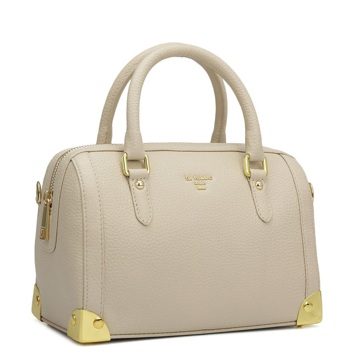 Small Wax Leather Satchel Bag - Dove