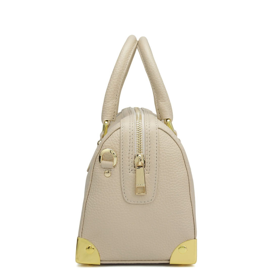 Small Wax Leather Satchel Bag - Dove