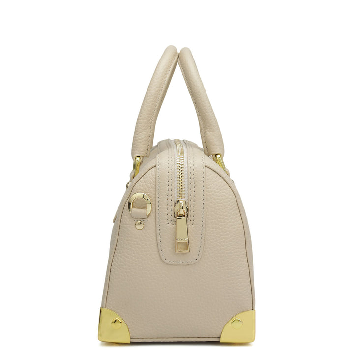 Small Wax Leather Satchel Bag - Dove