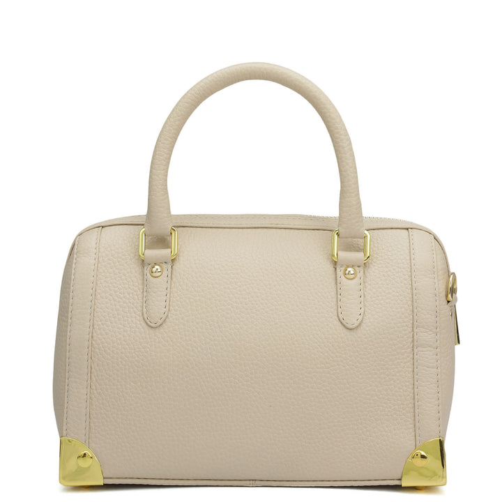 Small Wax Leather Satchel Bag - Dove