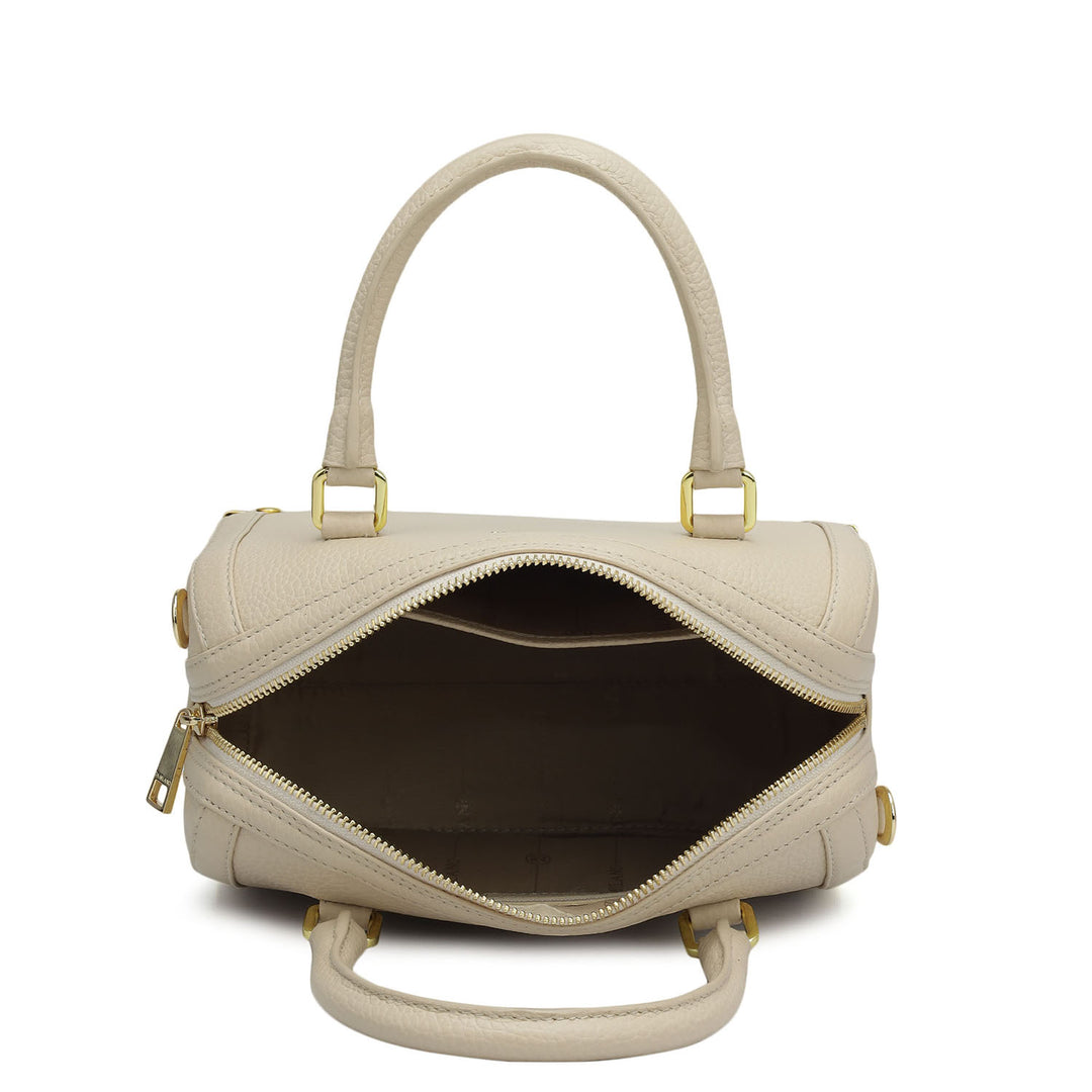 Small Wax Leather Satchel Bag - Dove