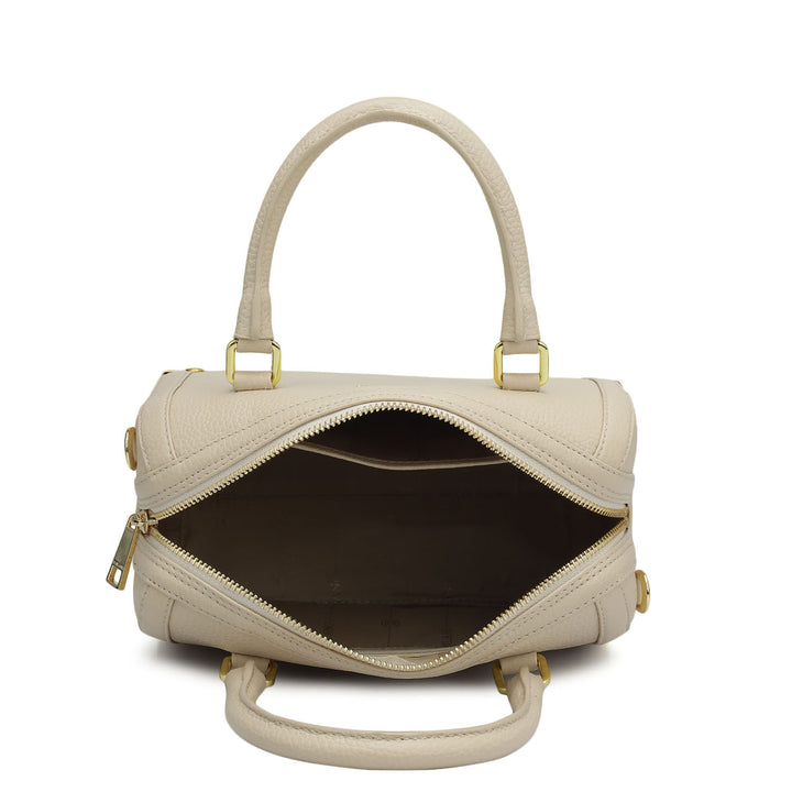 Small Wax Leather Satchel Bag - Dove