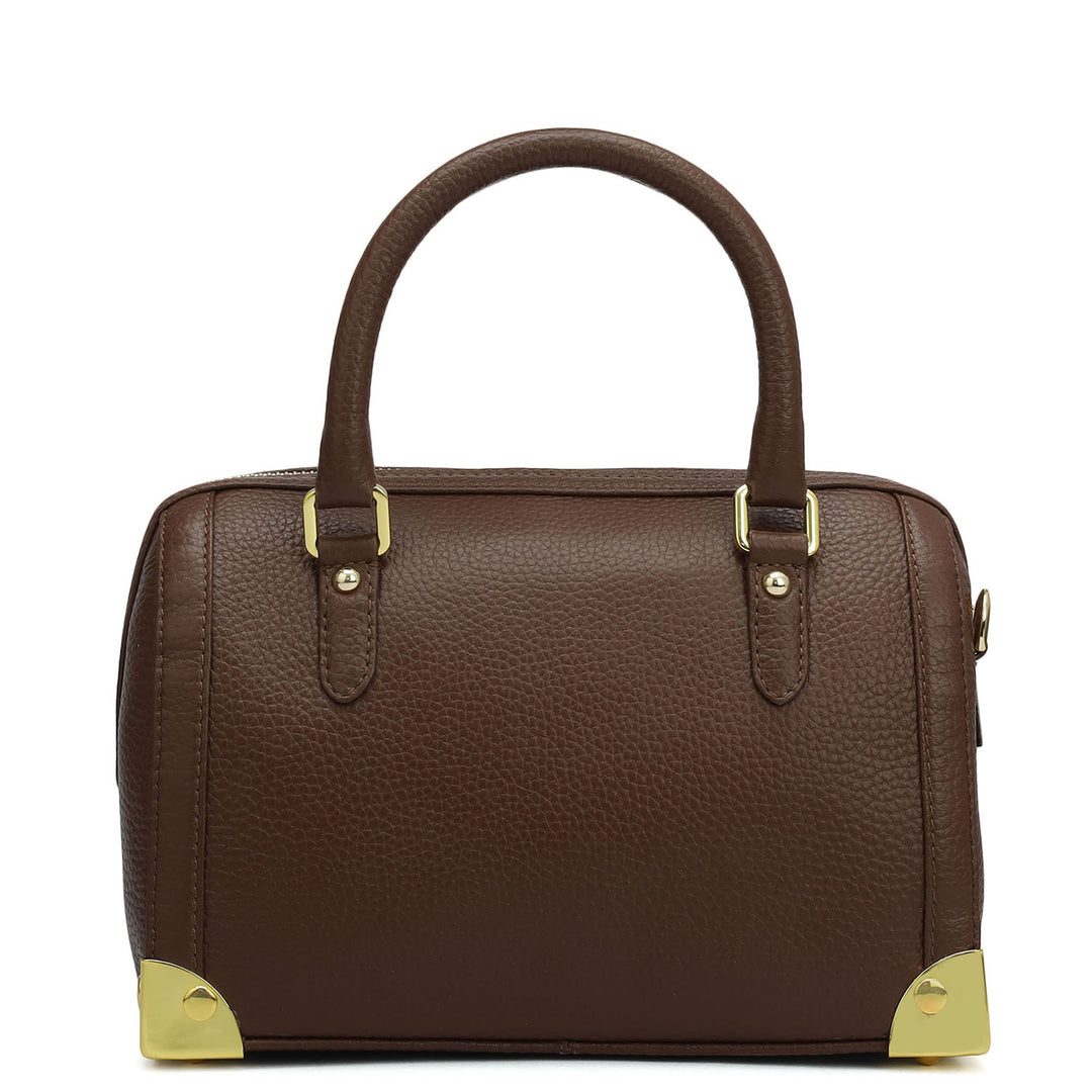 Small Wax Leather Satchel Bag - Espresso