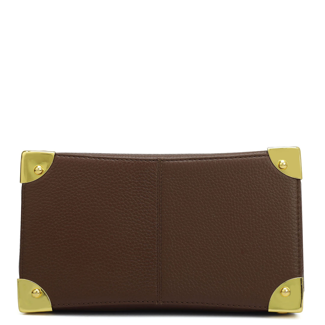 Small Wax Leather Satchel Bag - Espresso