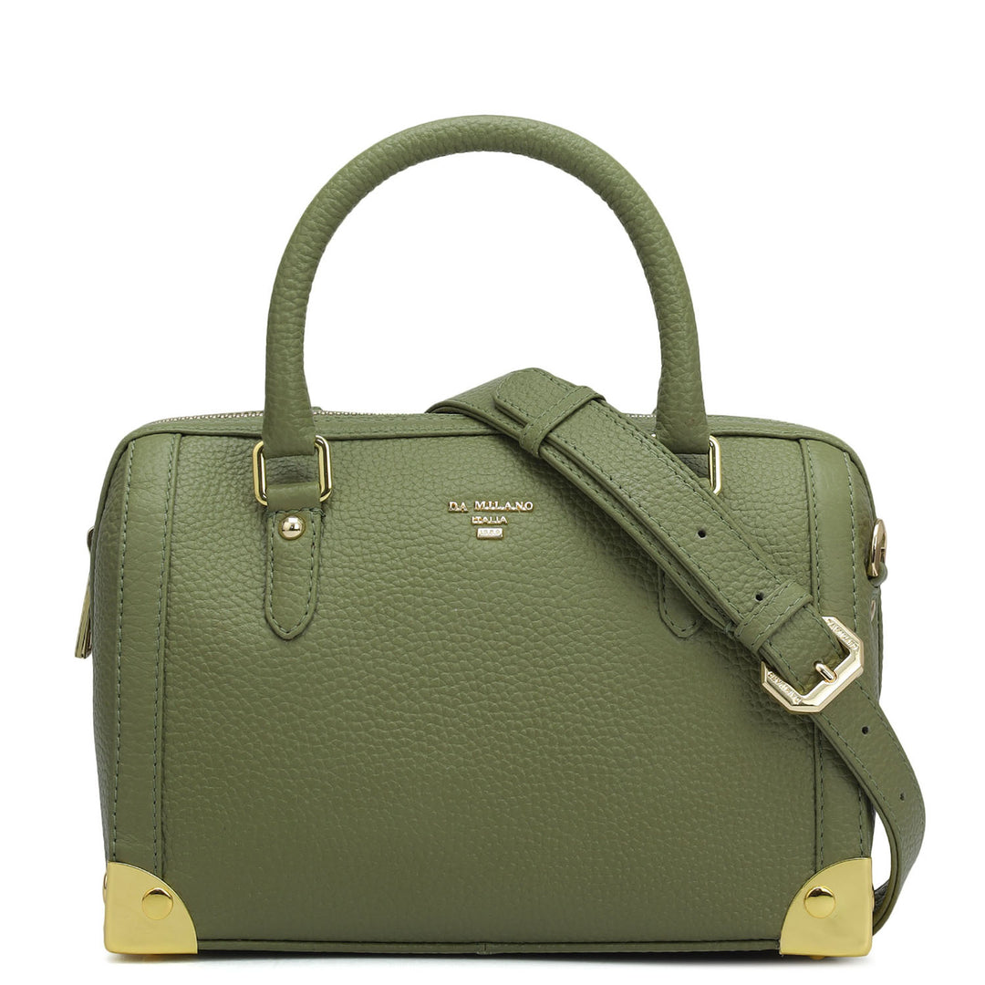 Small Wax Leather Satchel Bag - Fern
