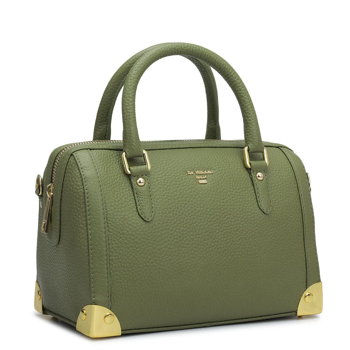 Small Wax Leather Satchel Bag - Fern