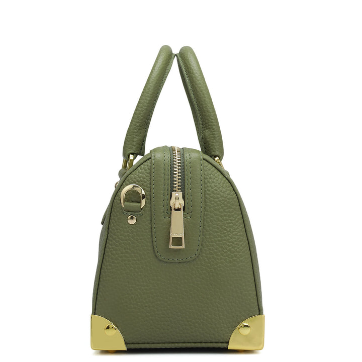 Small Wax Leather Satchel Bag - Fern