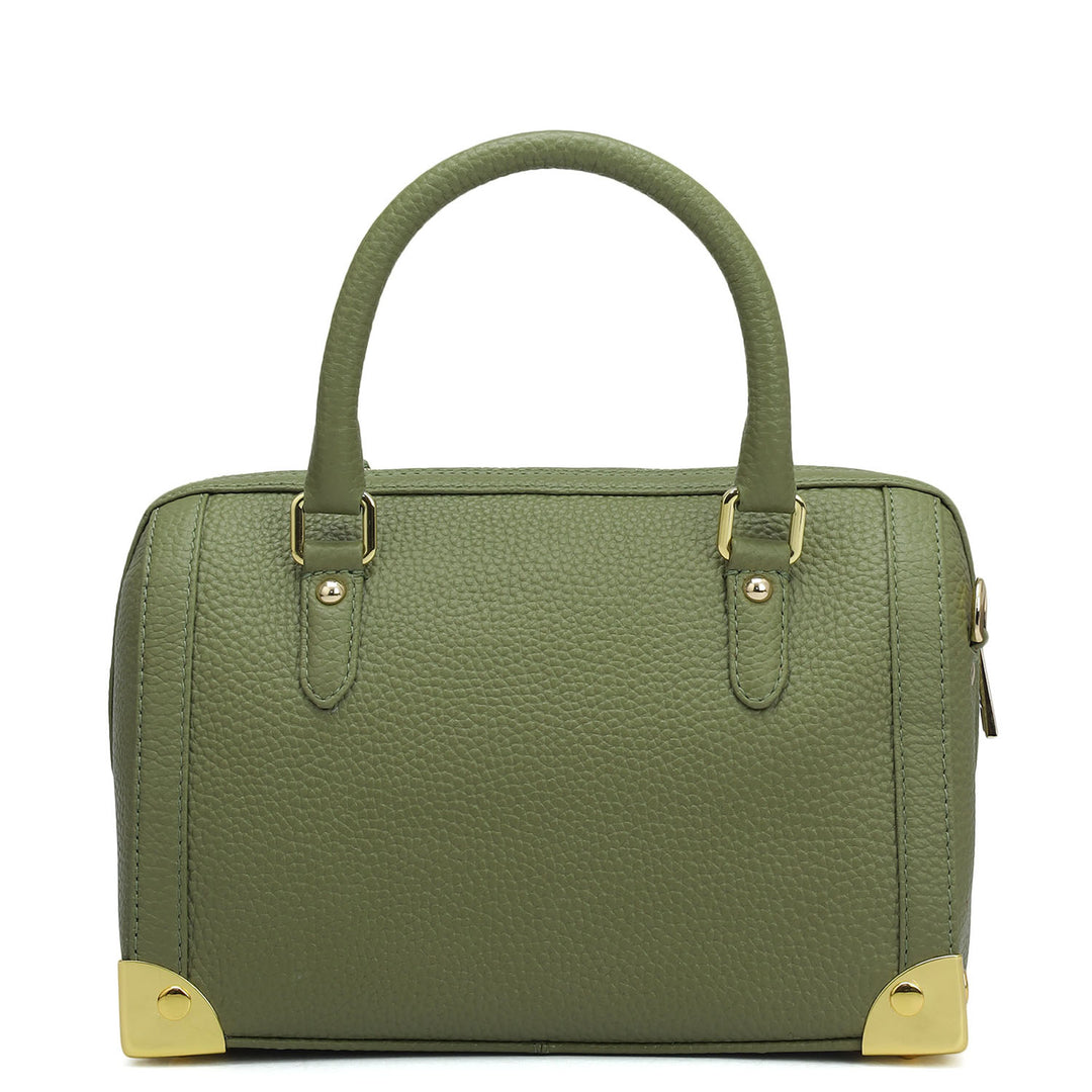 Small Wax Leather Satchel Bag - Fern