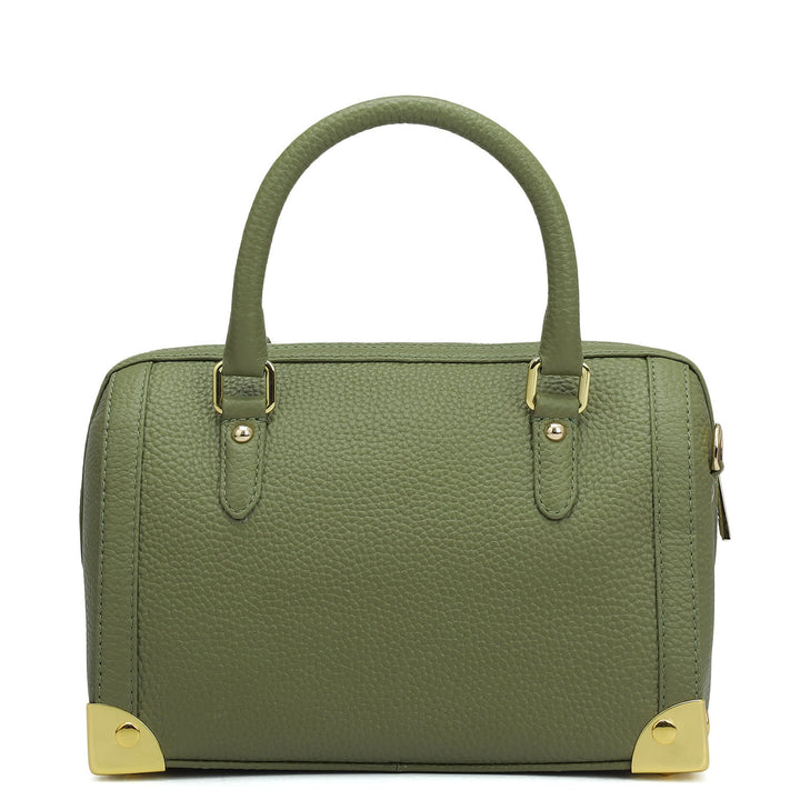 Small Wax Leather Satchel Bag - Fern