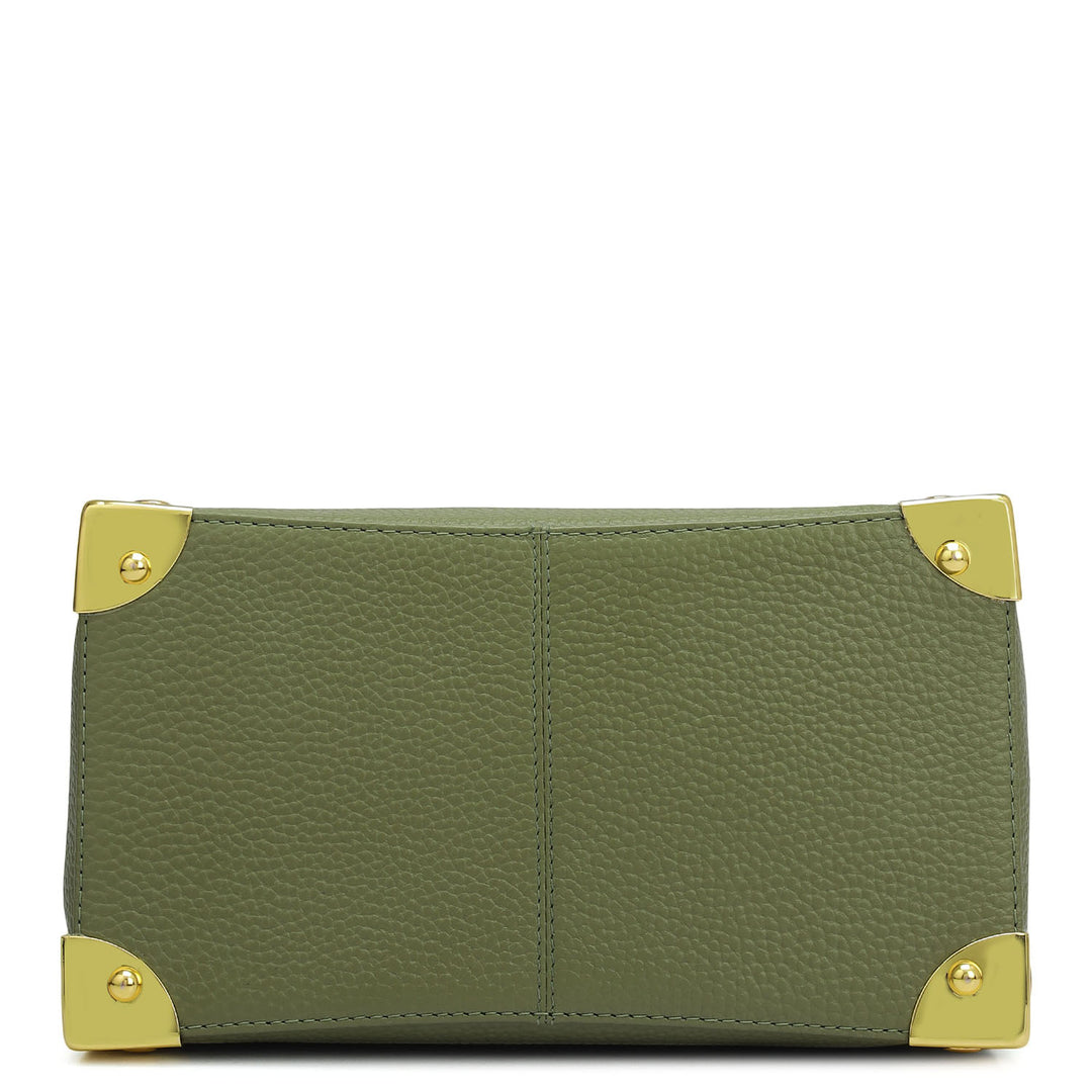 Small Wax Leather Satchel Bag - Fern