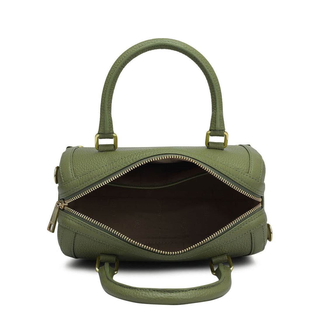 Small Wax Leather Satchel Bag - Fern