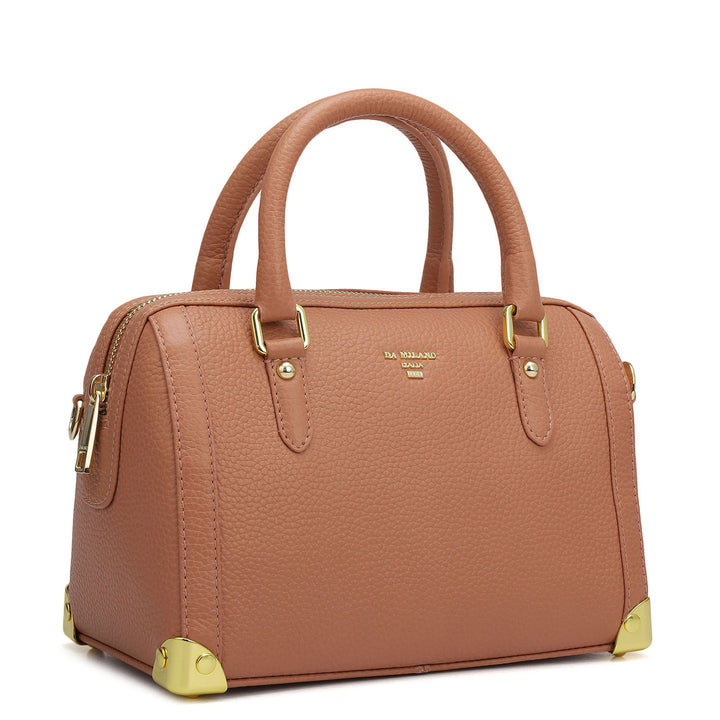 Small Wax Leather Satchel Bag - Terracotta