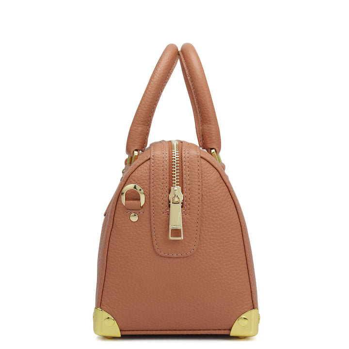 Small Wax Leather Satchel Bag - Terracotta