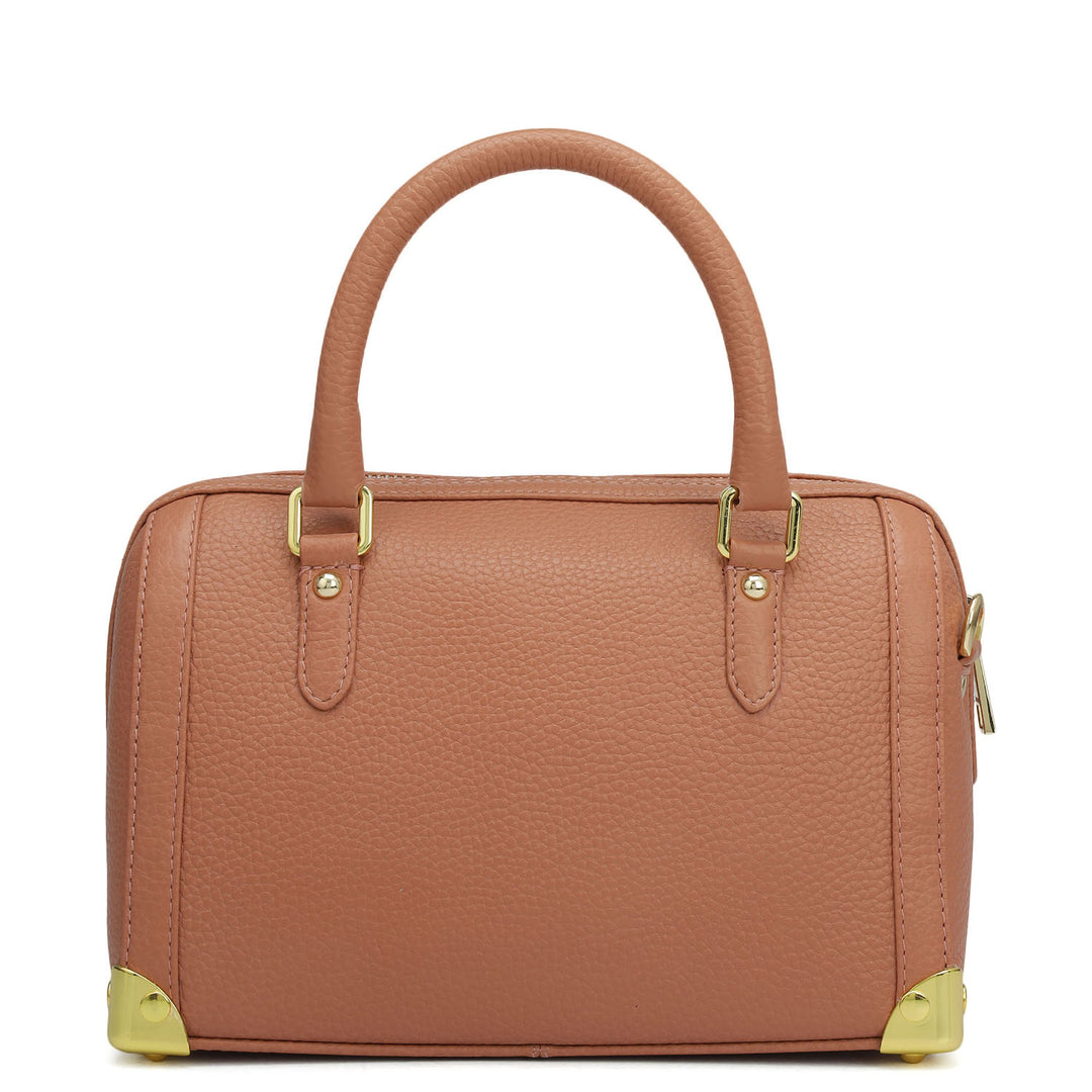 Small Wax Leather Satchel Bag - Terracotta