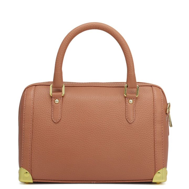 Small Wax Leather Satchel Bag - Terracotta