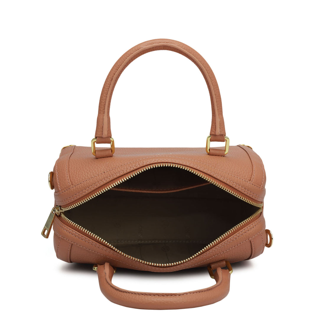 Small Wax Leather Satchel Bag - Terracotta