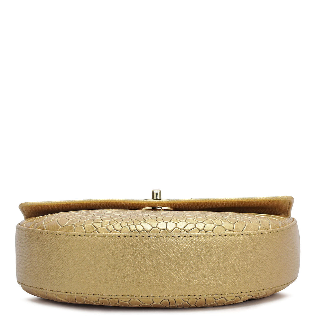 Small Croco Leather Satchel - Gold