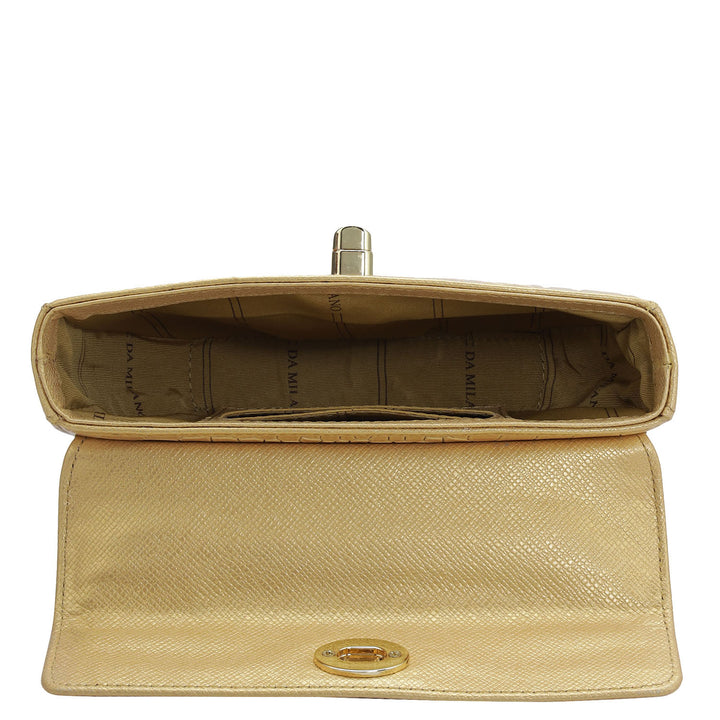 Small Croco Leather Satchel - Gold