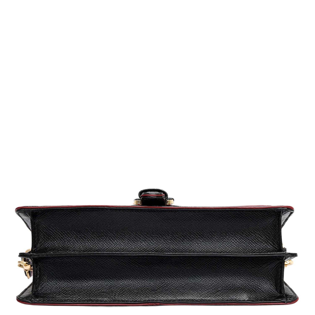 Small Monogram Leather Baguette - Black