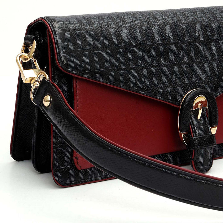 Small Monogram Leather Baguette - Black