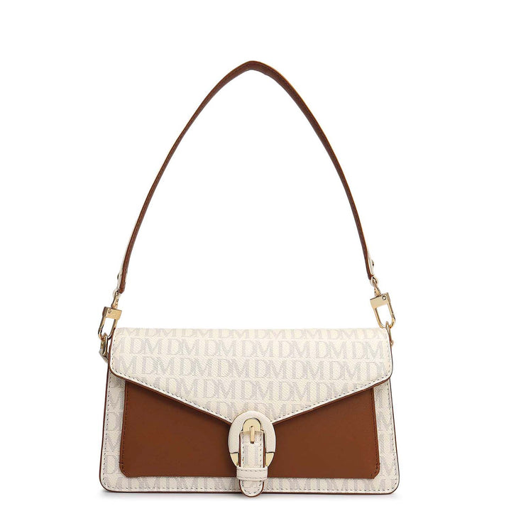 Small Monogram Leather Baguette - Marshmallow