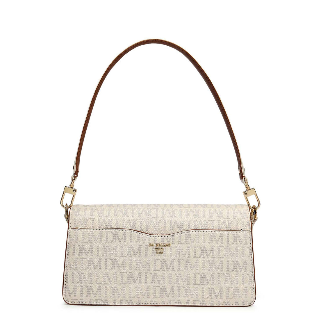 Small Monogram Leather Baguette - Marshmallow
