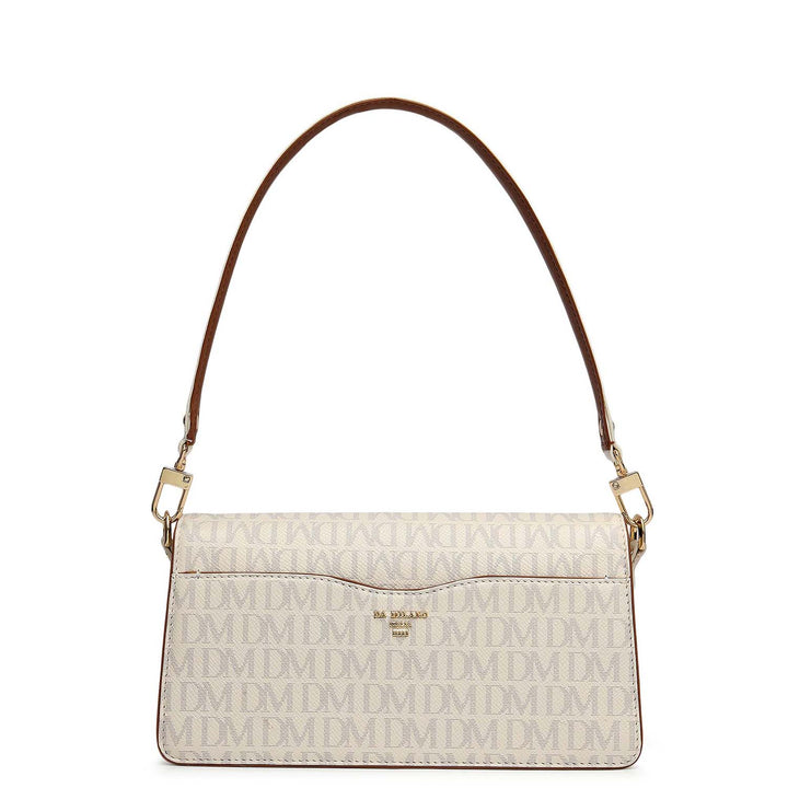 Small Monogram Leather Baguette - Marshmallow