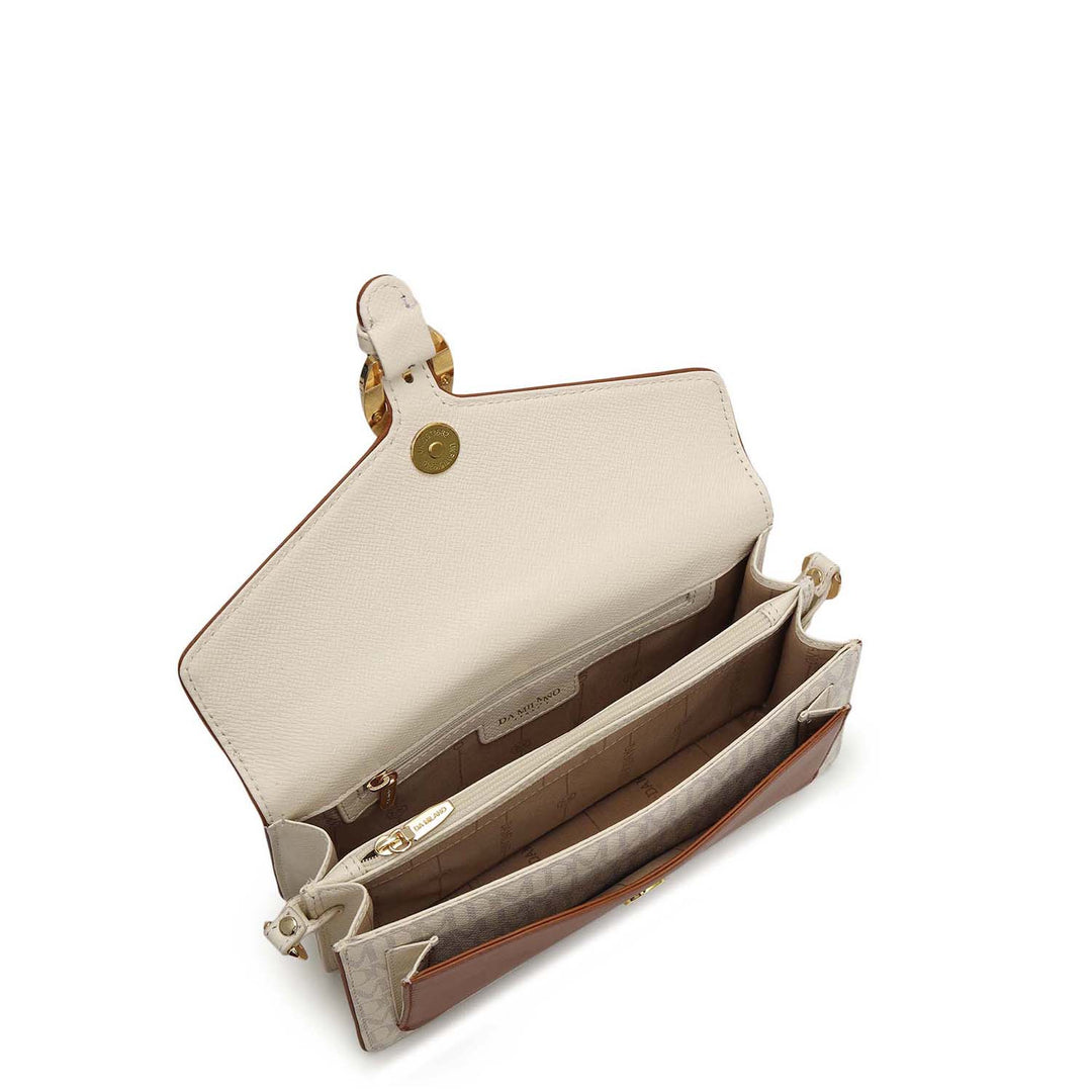Small Monogram Leather Baguette - Marshmallow