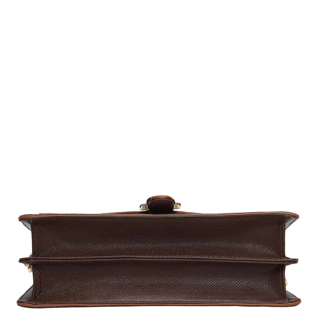 Small Monogram Leather Baguette - Walnut