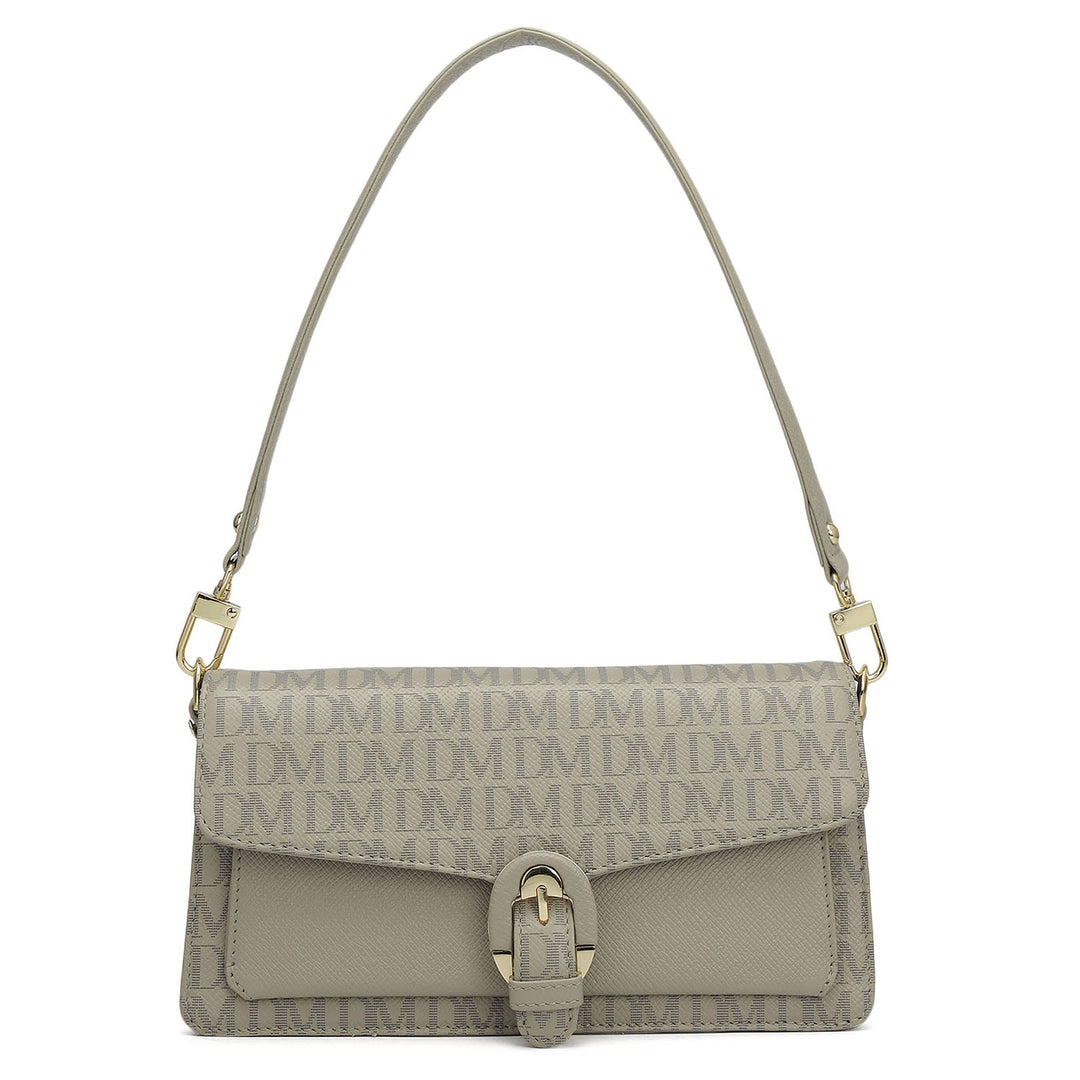 Small Monogram Franzy Leather Baguette  - Chalk