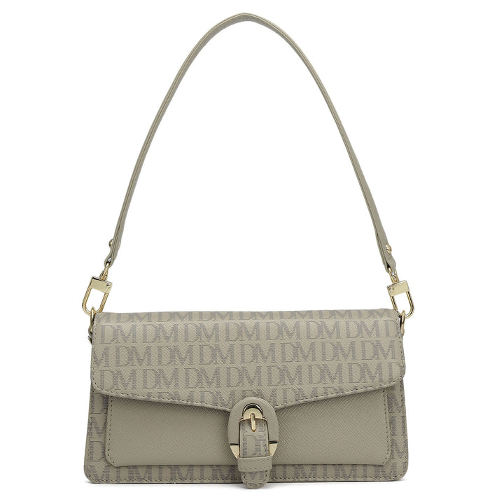 Small Monogram Franzy Leather Baguette  - Chalk