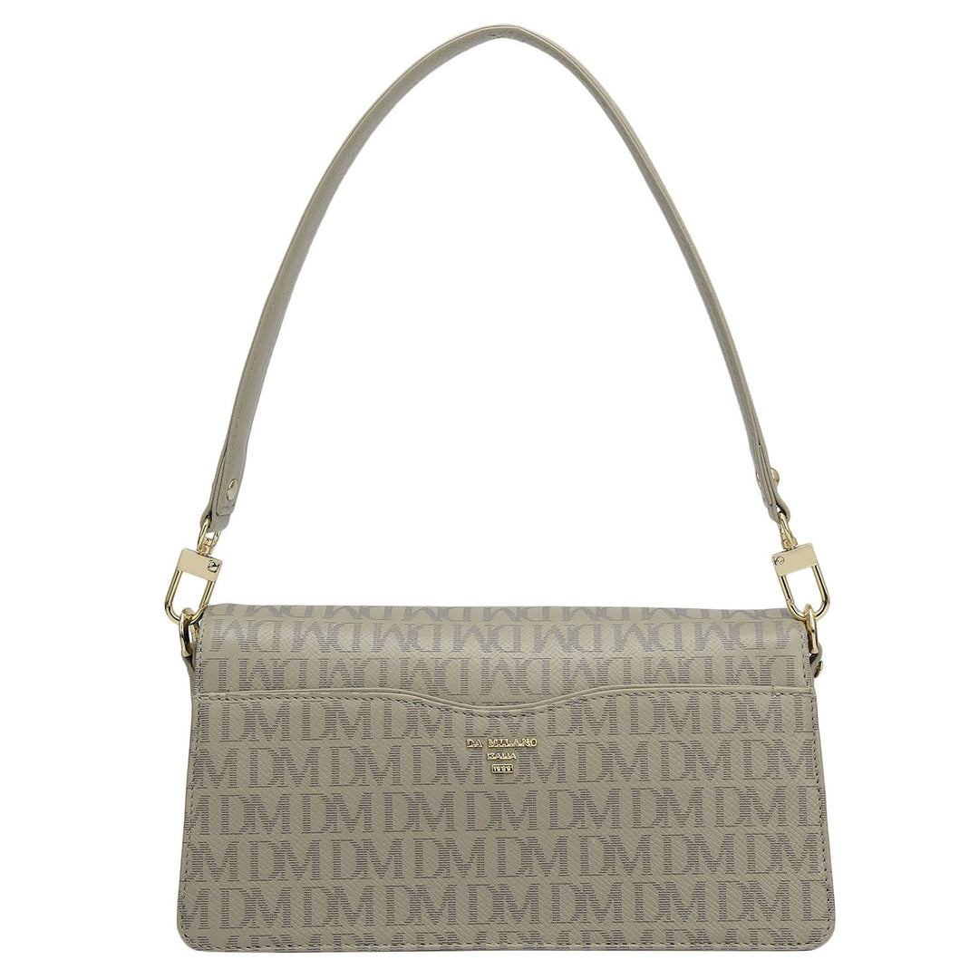 Small Monogram Franzy Leather Baguette  - Chalk