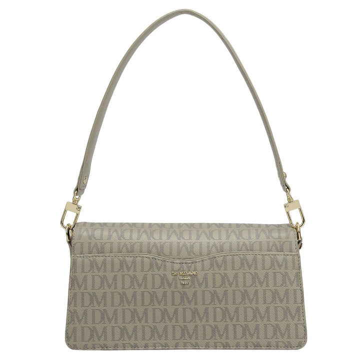 Small Monogram Franzy Leather Baguette  - Chalk